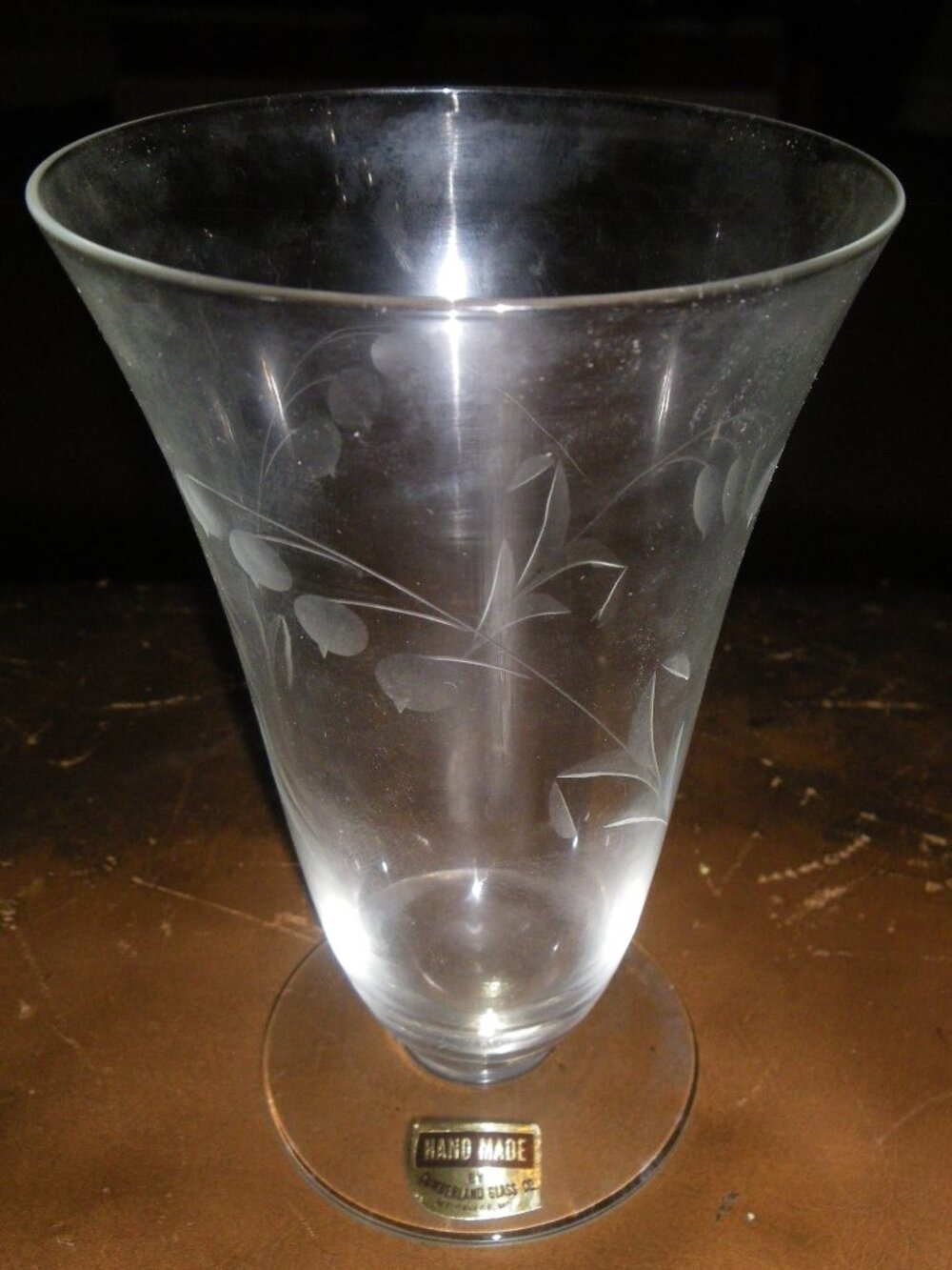 2 Vintage Small Glass Etched Vases Hand Made Cumberland Glass Co. Mt. Savage MD - Picture 5 of 6
